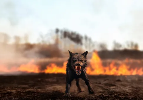 Oliver Ressler, “Dog Days Bite Back”, digital print, 2023