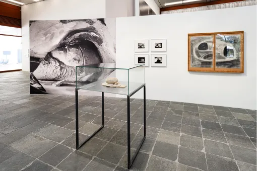 Ausstellungsansicht "VISIONÄRE RÄUME. WALTER PICHLER TRIFFT FRIEDRICH KIESLER in einem Display von Sonia Leimer"