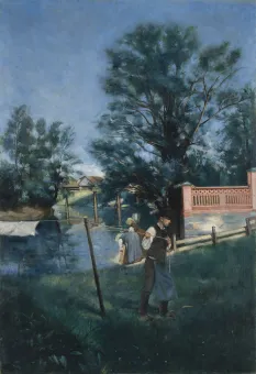 Jožef Petkovšek, Wäscherinnen an der Ljubljanica, 1886