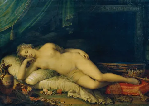 Johann Baptist Lampi der Jüngere, Venus, auf einem Ruhebett schlafend, 1826 (Zustand vor 2024)