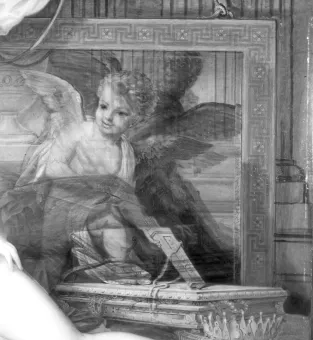 Infrarotreflektografie von Johann Baptist Lampi der Jüngere, Venus, auf einem Ruhebett schlafend, 1826 (Detail)