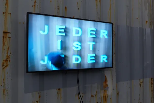 2 video cameras, 2 monitors, mixer, Styrofoam letters 