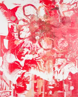 Vierfarbsiebdruck mit Acryltinte auf Leinwand  264,2 x 210,8 cm