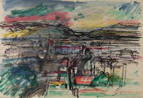 Tusche und Aquarell auf Papier  38,4 x 56,2 cm