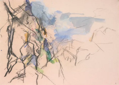 Kohle und Aquarell auf Papier  39 x 54 cm