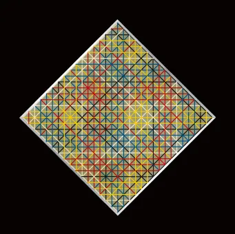 Klebefolien, farbig lackiert auf Hartfaserplatte   99 × 99,2 cm