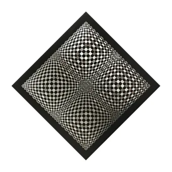 Ausgefräste Aluminiumplättchen auf Holzplatte  141,5 × 141,5 cm      