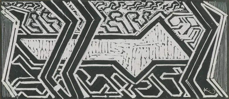 Tusche, Deckweiß auf Papier  7,2 x 16,7 cm
