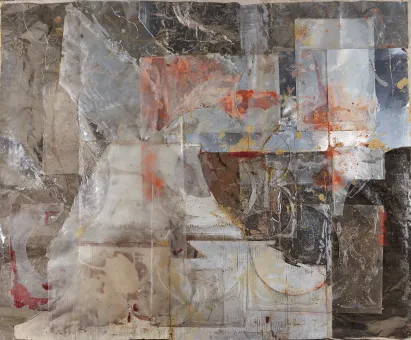 Spiegelfolie, Acrylglas, Silikon auf Leinwand  255 × 308 cm