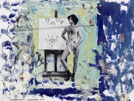 Mixed media with photo from 1968 on cardboard, 36 x 48 cm