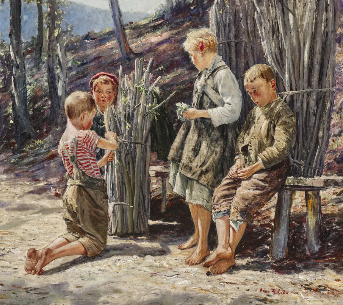 Anton Filkuka, Holzsammelnde Kinder