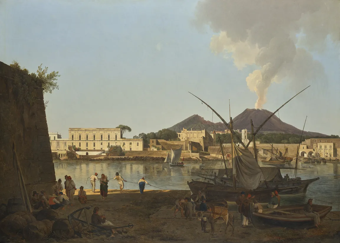 Der Hafen Granatello bei Portici mit dem Vesuv im Hintergrund