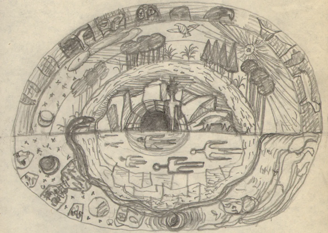 Friedrich Kiesler, „Das Universum als Architektur", Illustration für Magic Architecture, undatiert [um 1947], 