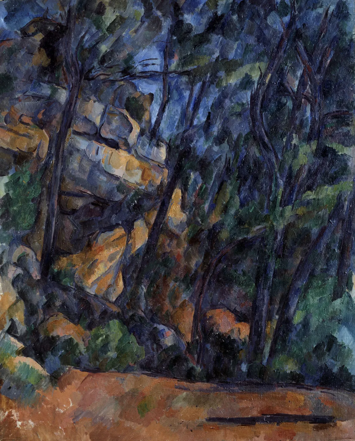 Paul Cézanne, Bäume und Felsen im Park des Château Noir, um 1904