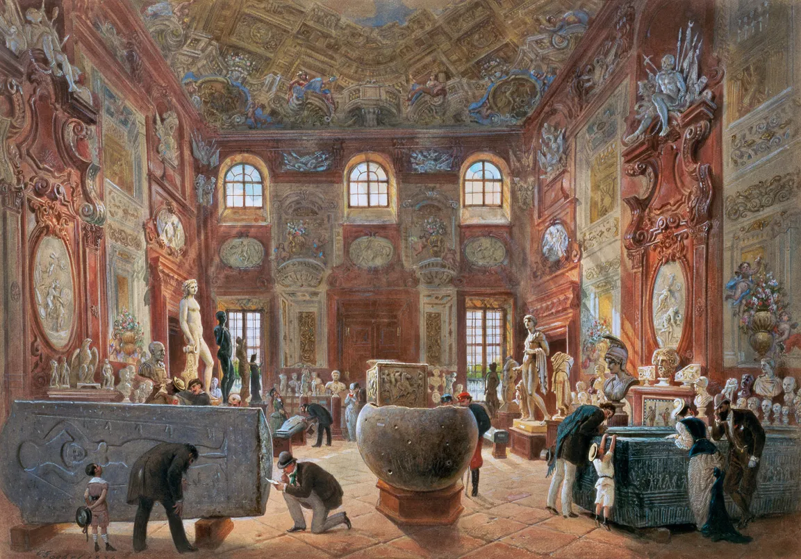 Der große Marmorsaal des Unteren Belvederes mit den Skulpturen der Antikensammlung