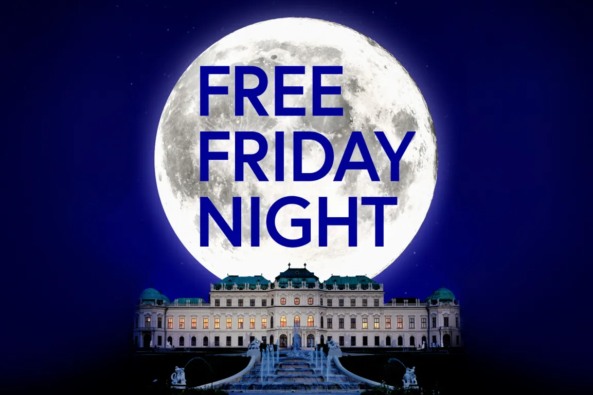 Belvedere bei Nacht mit Mond im Hintergrund