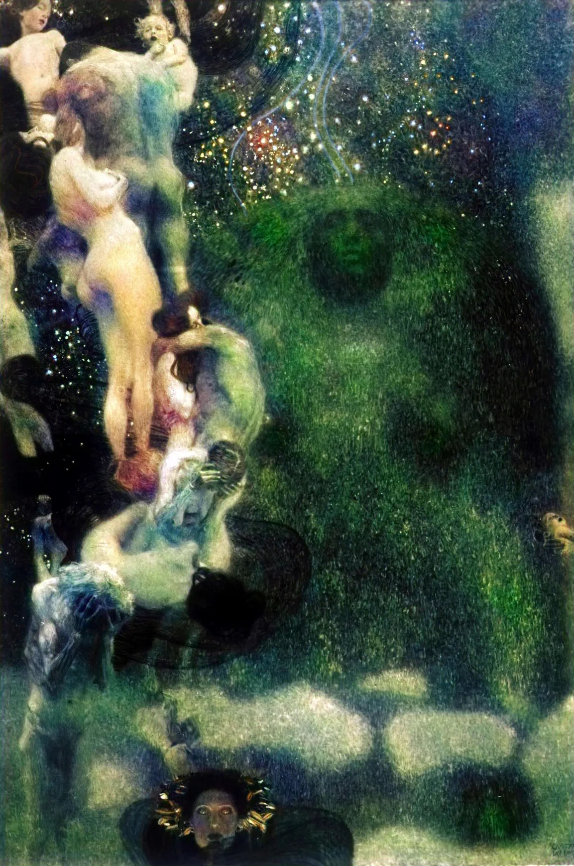 Gustav Klimt, Fakultätsbild „Die Philosophie“, 1900, Rekolorisierung nach historischer Aufnahme (2021)