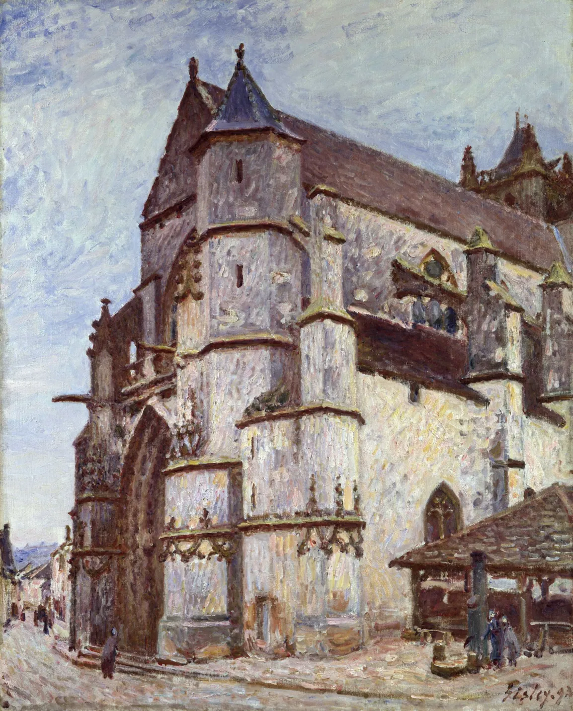 Alfred Sisley, Die Kirche von Moret, regnerisches Wetter, Morgen, 1893