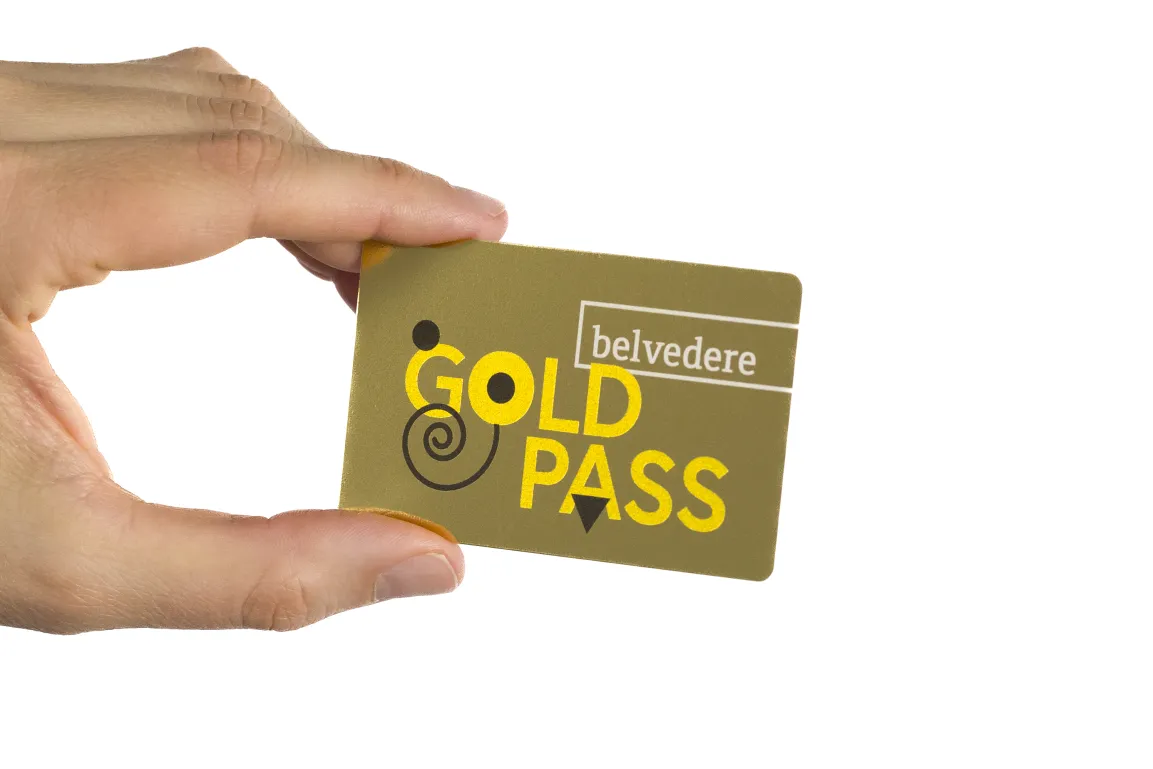 Hand holding a gold pass 