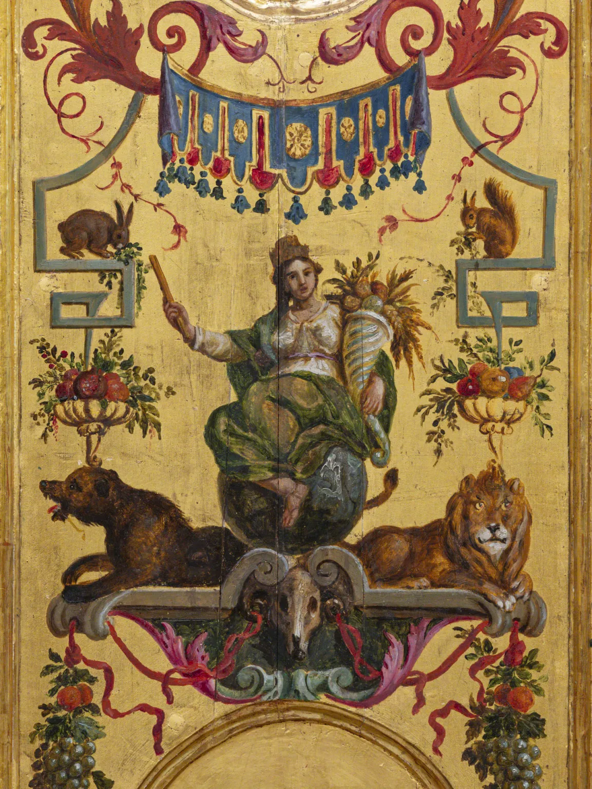 Cybele, the ancient mother goddess of nature, with a mural crown and a cornucopia