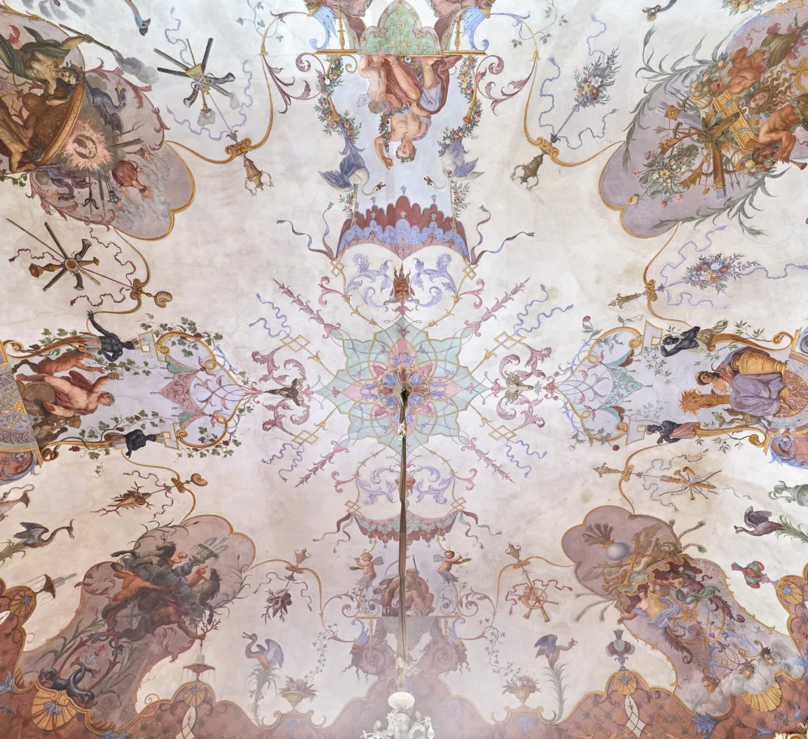 The ceiling paintings of the Grotesque Hall at the Lower Belvedere.