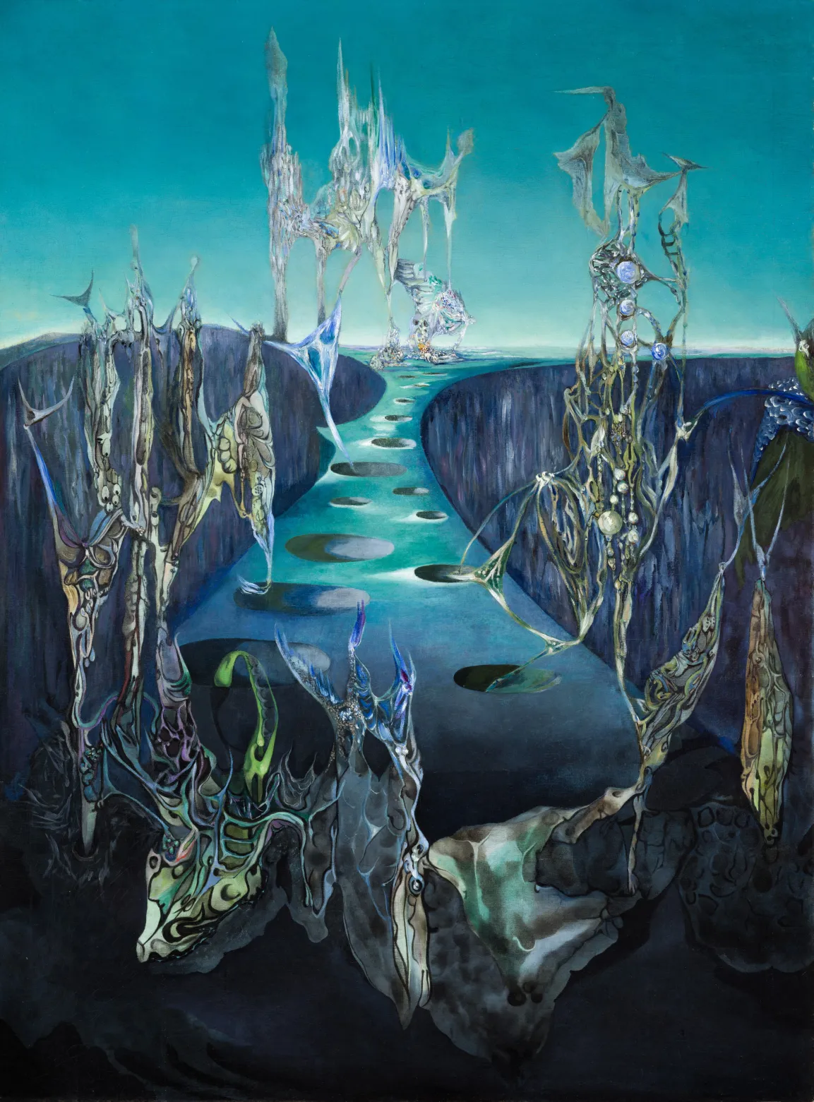 Fumage und Öl auf Leinwand/fumage and oil on canvas, 146 x 114 cm, Privatsammlung Paris (Ex 41342) (Copyright Succession Paalen, The Wolfgang Paalen Society e.V.)