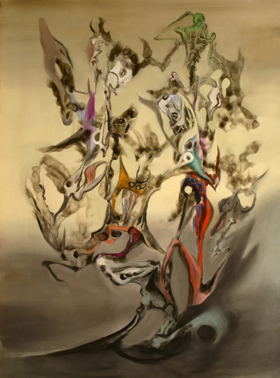 Öl und Fumage auf Leinwand, 129,5 × 99 cm