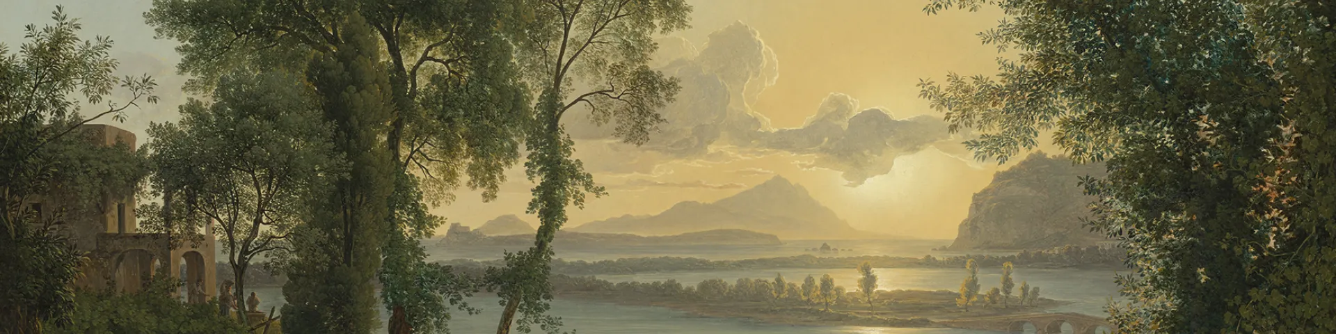Lanschaftsmalerei mit Sonnenuntergang