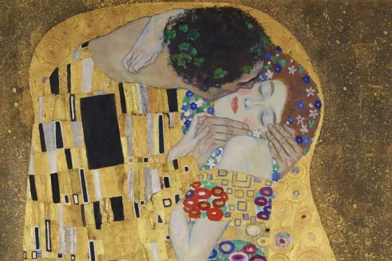 Detailansicht "Kuss" von Gustav Klimt