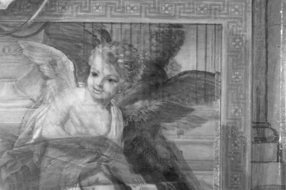 Infrarotreflektografie von Johann Baptist Lampi der Jüngere, Venus, auf einem Ruhebett schlafend, 1826 (Detail)