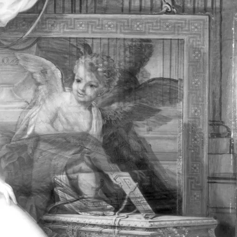 Infrarotreflektografie von Johann Baptist Lampi der Jüngere, Venus, auf einem Ruhebett schlafend, 1826 (Detail)