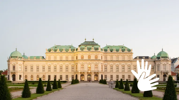 Exterior view Upper Belvedere with hand symbols