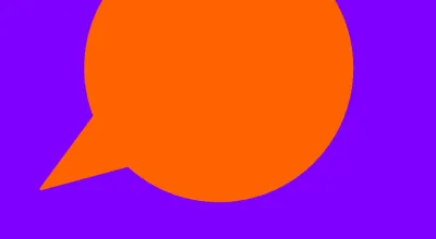 Sprechblase vor lila Hintergrund