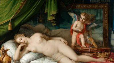 Johann Baptist Lampi der Jüngere, Die schlafende Venus vor dem Spiegel mit dem Amor, 1826