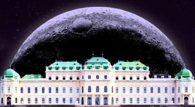 Oberes Belvedere Außenansicht mit Mond im Hintergrund