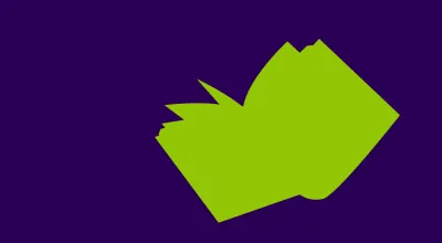 Grafik eines aufgeschlagenen grünen Buchs vor lila Hintergrund