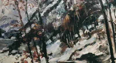 Lovis Corinth, The Herzogstand on Walchensee in the snow, 1922
